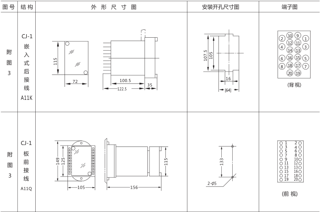 HJS(ZSJ)-10直流斷電延時(shí)繼電器外形及開(kāi)孔尺寸圖片三