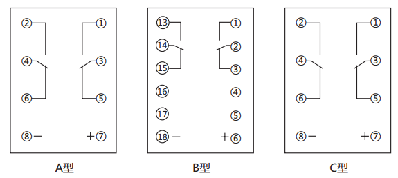 JCDY-2/B直流電壓繼電器內部接線及外引接線圖 JCDY-2/B直流電壓繼電器內部接線及外引接線圖
