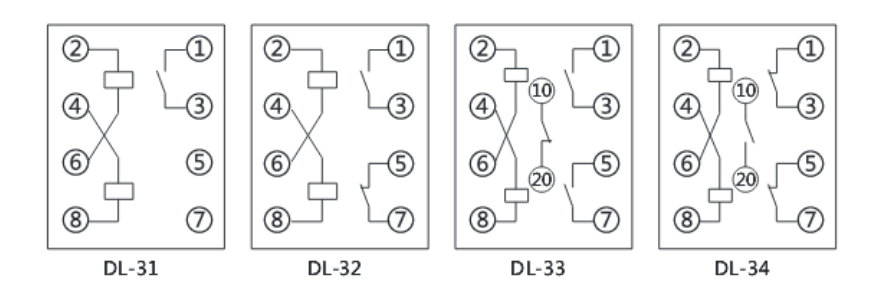 DL-31系列電流繼電器內(nèi)部接線(xiàn)圖 ( 背視 )