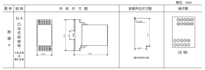 DZS-436導軌式中間繼電器外形結(jié)構(gòu)及開孔尺寸圖