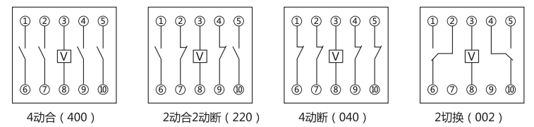 JY-16A中間繼電器內部接線圖及外引接線圖 JY-16A中間繼電器內部接線圖及外引接線圖