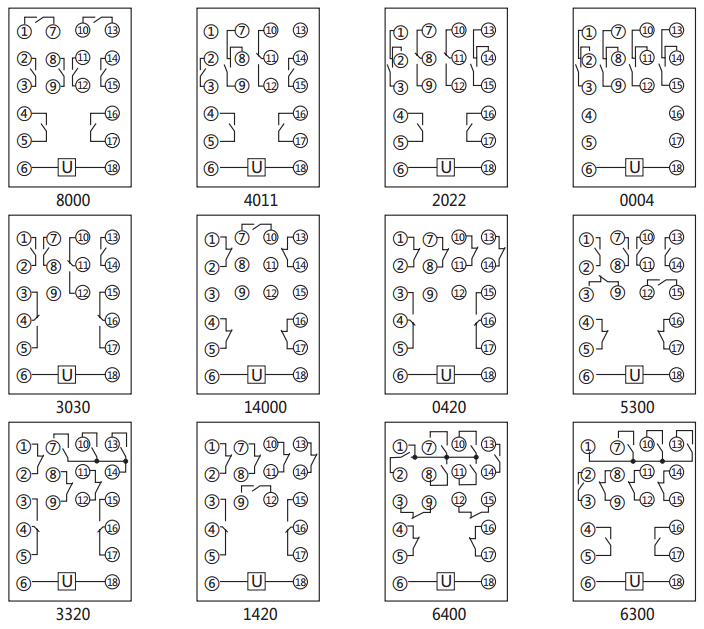 DZ-700中間繼電器內部接線圖及外引接線圖 DZ-700中間繼電器內部接線圖及外引接線圖