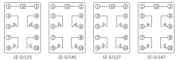 JZ-S/242靜態可調延時中間繼電器內部接線圖及外引接線圖